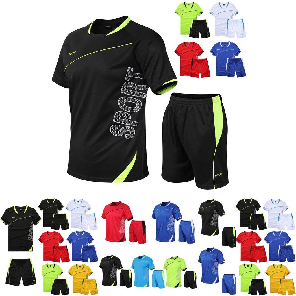 Sports Running Men Suit Quickdrying Short Sleeve Shirts Summer Gym Shorts
