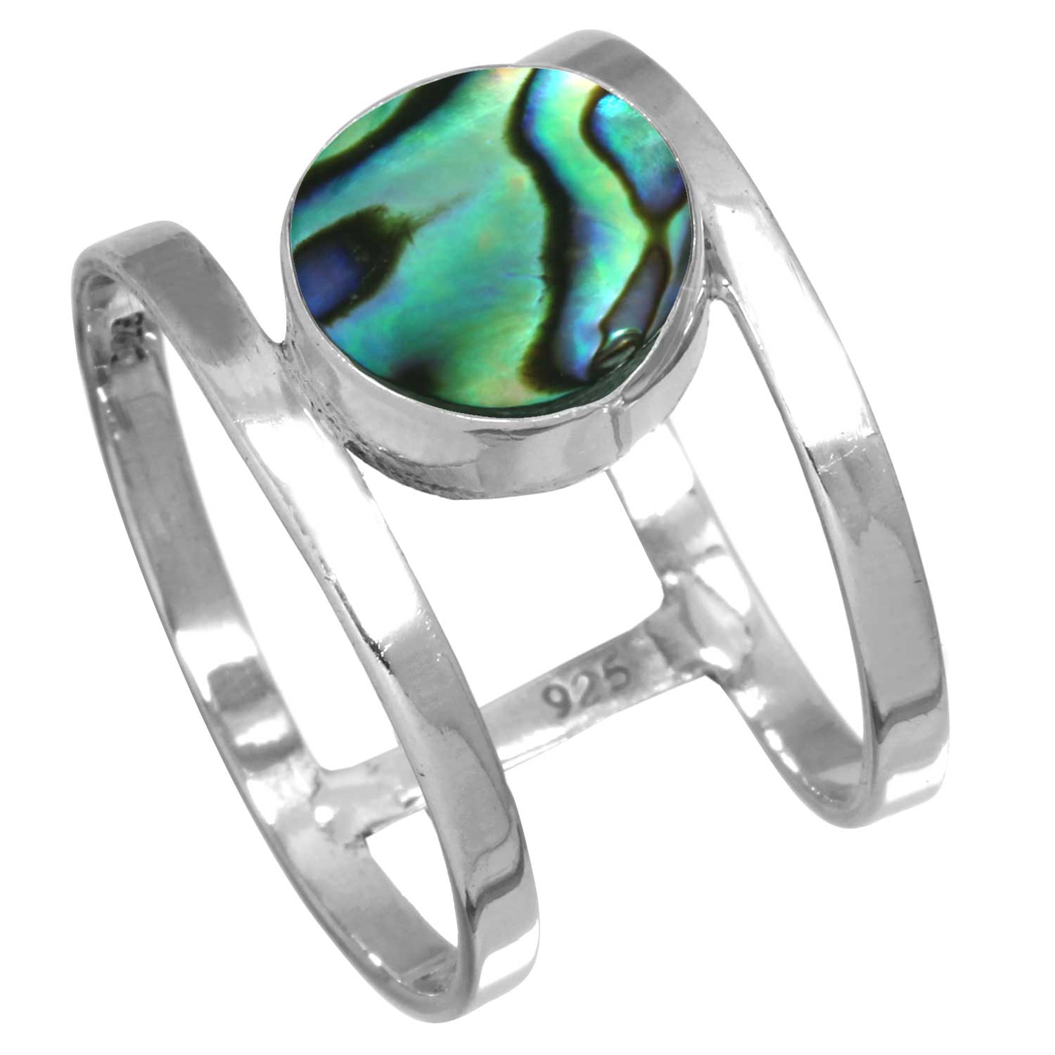 

Кольцо из стерлингового серебра 925 пробы Женское с драгоценным камнем Ручной работы Ювелирное изделие Пасхальный подарок Аквамариновый халцедон Раковина абалона Голубой солнечный камень Лабрадорит Пренит Винтаж 8.5