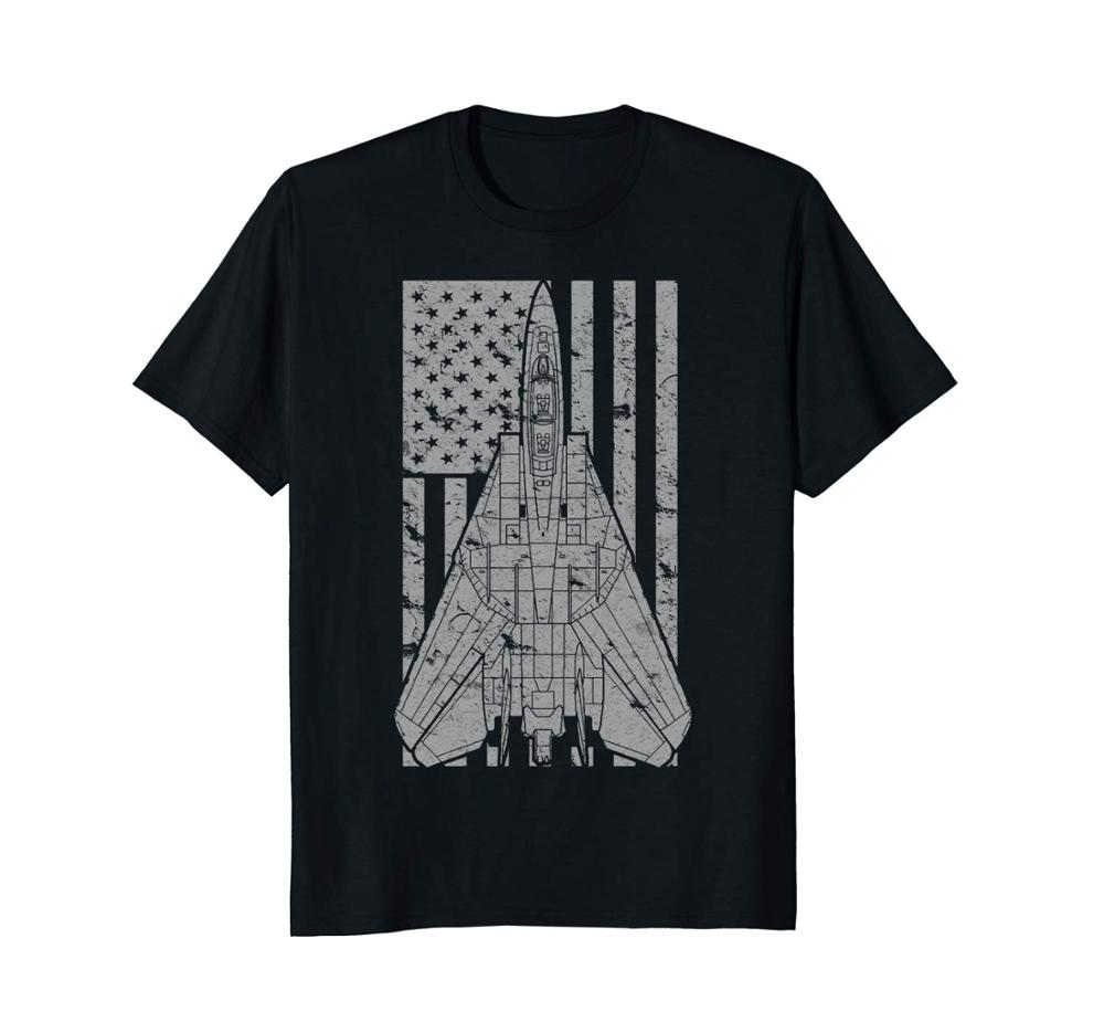 New Unisex Summer F14 Tomcat Jet Fighter Vintage American Flag TShirt Cool Unisex Cotton Tshirt S