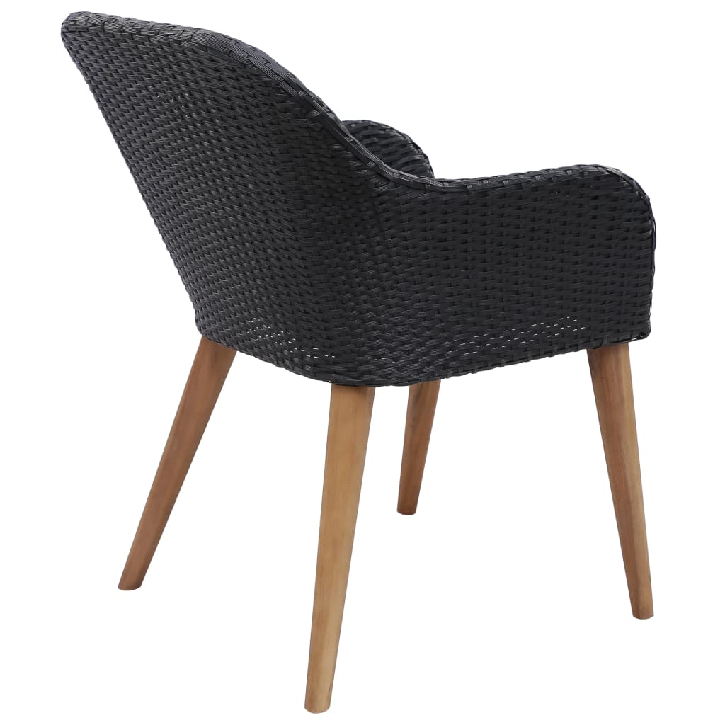 Garden Chairs with Cushions 2 pcs Poly Rattan Black