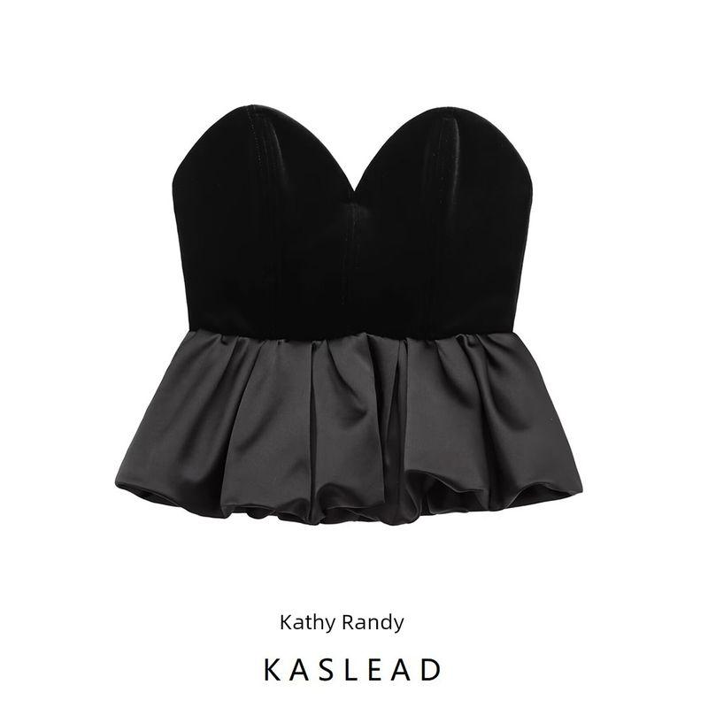 Kaslead New Arrival Women's Fashion Style Velvet Heart Collar Tube Top Tops 9881185