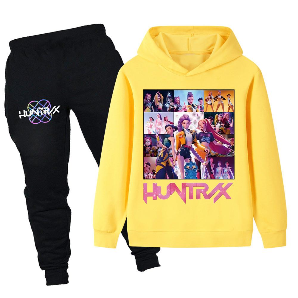 PB1250 Kinder Jungen Mädchen Kpop Mira Zoey Rumi Druck Langarm Kapuzenpullover Hose Hose Kleidung Sets