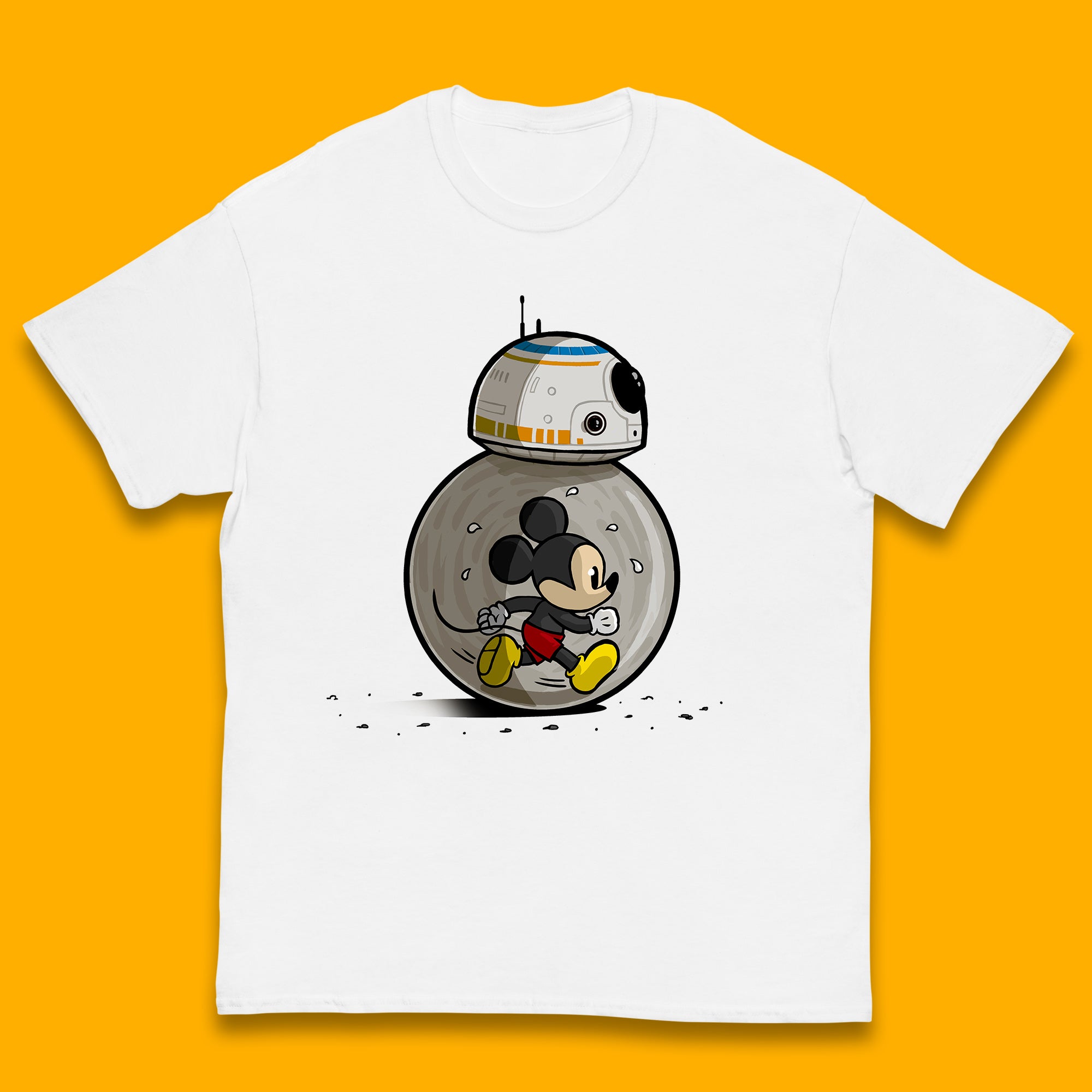

Disney Mickey Mouse BB-8 Funny Star Wars BB8 Running Mickey Disney Trip Star Wars 46th Anniversary Kids T Shirt 120