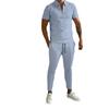 2025 Summer Slim Fit Men's Suit: Short Sleeve, Long Pants Casual Sports Set