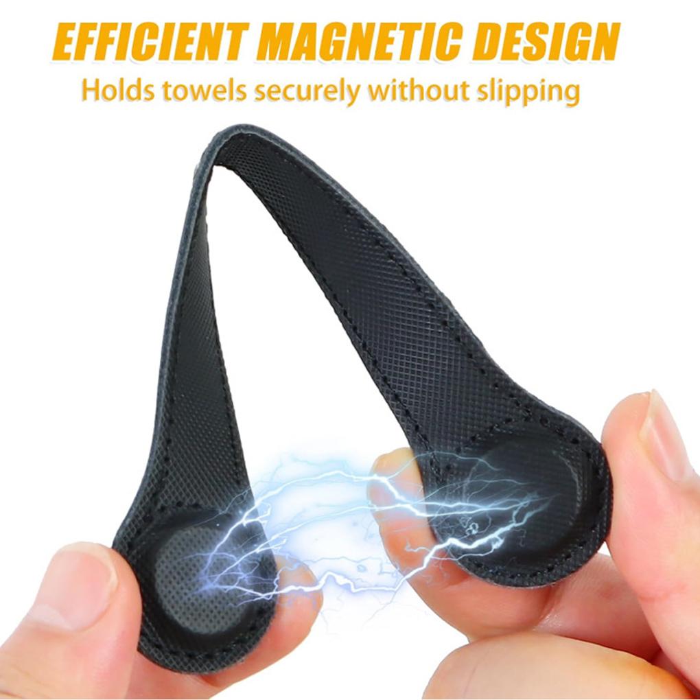 Magnetic Towel PU Circular Towel Portable Hat Backpack Clip Hanging Black Durable and Saving Kitchen and Bathroom