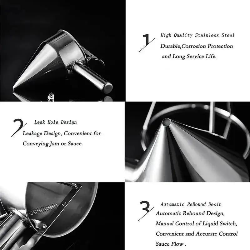 Pancake Batter Dispenser Multi-Caliber Stainless Steel Funnel Dispenser with Stand Cupcakes Baking Maker Tools Kitchen Accessori