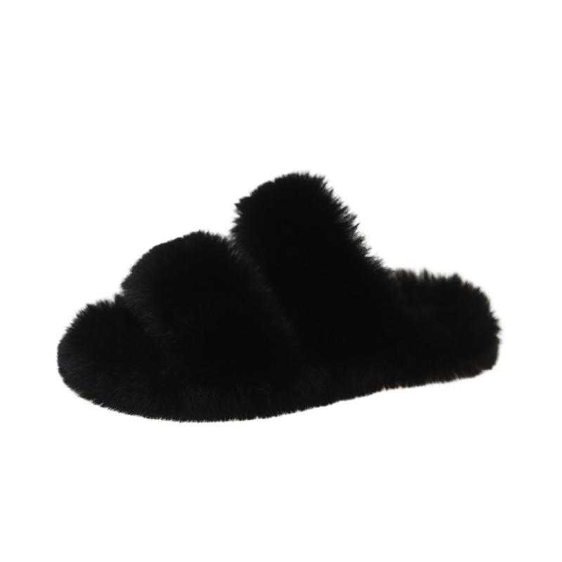 

New casual slippers home versatile characters with short plush mop 35 чорний