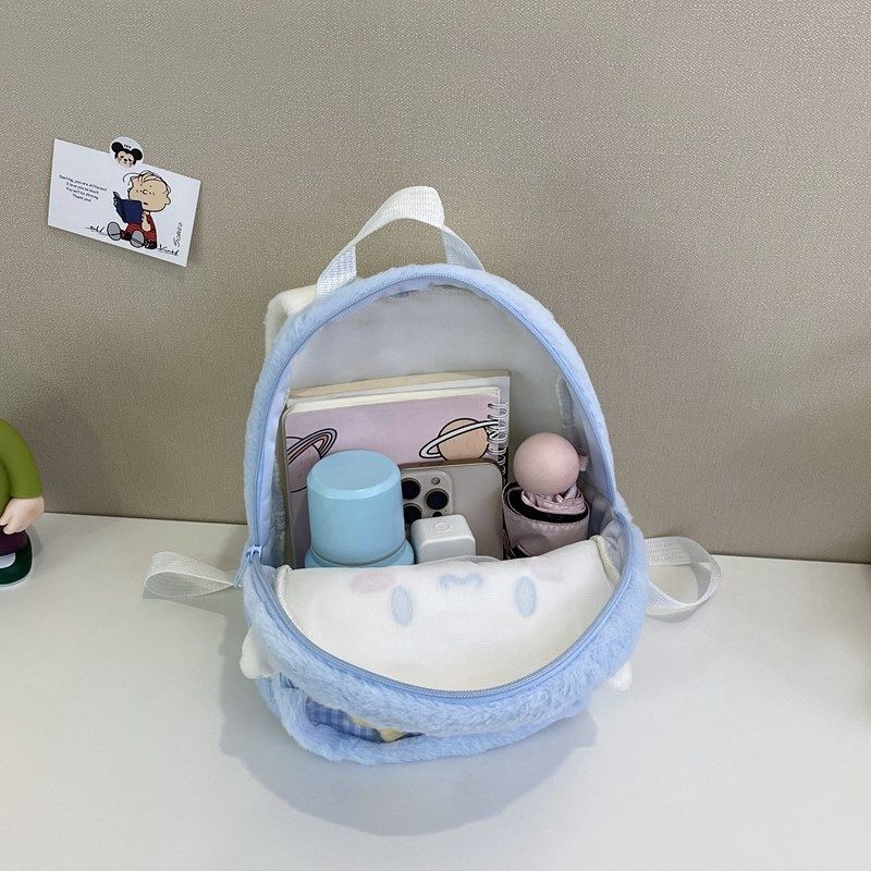 Backpack Sanrio Cinnamoroll Kuromi Plush Large Capacity Cute Cartoon Kawaii Shoulder Bag For Girls Student School Travel Daily