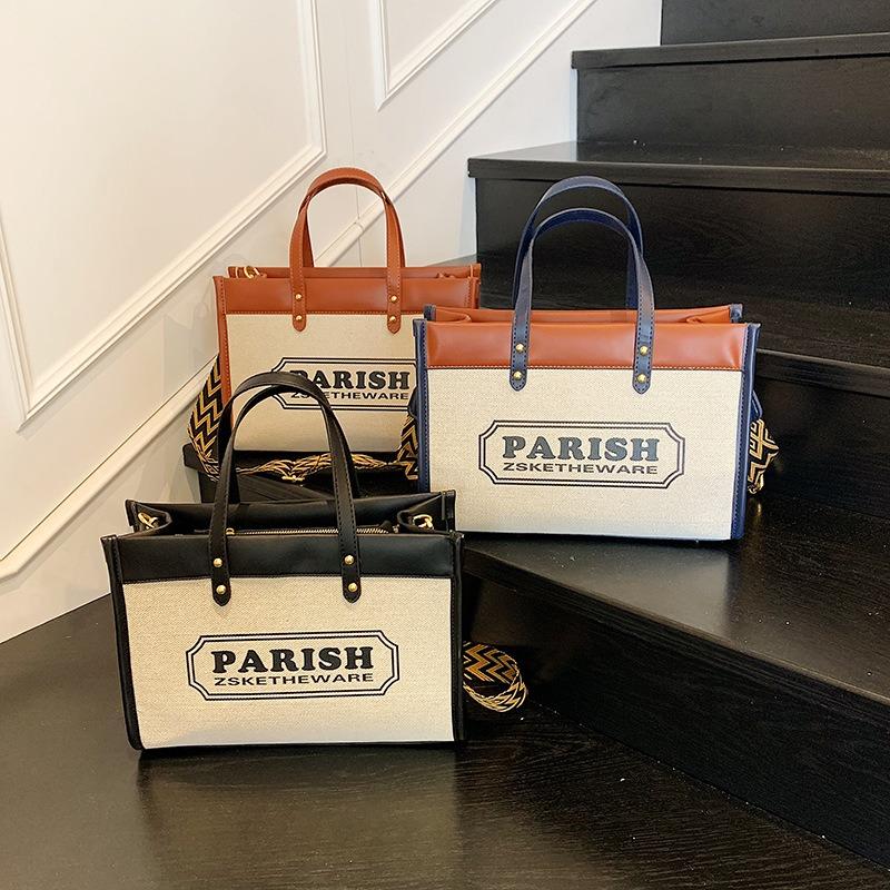 Canvas bag women's new simple fashion letter printing handbag shoulder messenger bag tote bag