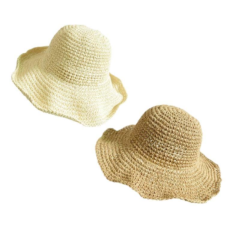 Natural Style Straw Hat For Women, Foldable And Easy To Carry, Ideal For Summer Outdoor Activities In Khaki And Beige