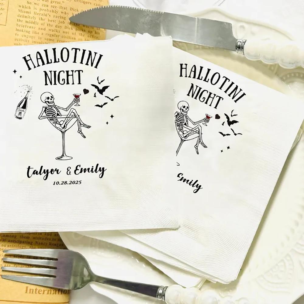 Custom 20Pcs Cocktail Napkins Halloween Napkins Halloween Table Decor Wedding Bachelorette Party Luncheon Dinner Paper Napkins