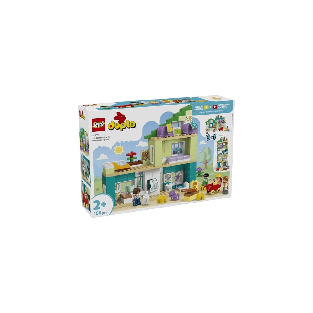 LEGO DUPLO 3-in-1 Modern House Building Set with Family Figures Educational Toy for Kids Ages 1.5 To 4