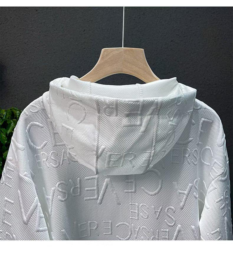 Trendy Casual Jacquard Sweatshirt with Letter Embroidery - Loose Fit, Round Neck, Long Sleeves