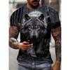 Vintage Wolf Graphic T-Shirt Men Summer Outdoor Men Short Sleeved Tee Oversized Men's T-Shirt Fashion Round Neck Men's Clothing