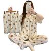 Sweet Cartoon Bear Short-Sleeved Cloud Cotton Pajamas Women'S Summer Gentle Lace Loungewear Three-Piece Set
