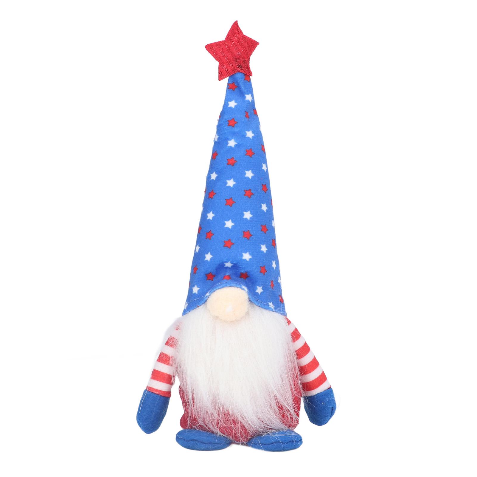 

Independence Day Gnome Cute Handcrafted Beautiful Meaning Gnome Plush Decoration for Office Living Room Blue Star