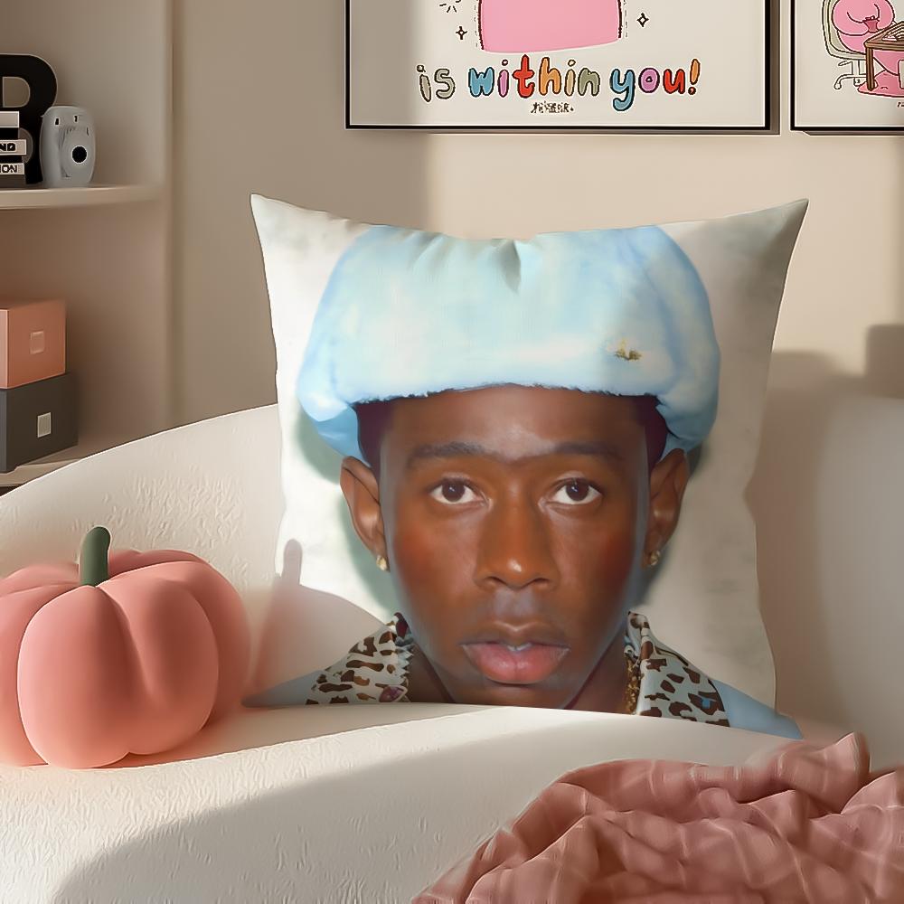 HipHop Artist TTyler The Creator Cushion Cover Pillowcase Short Plush Invisible zipper Room Sofa Cushion Cover