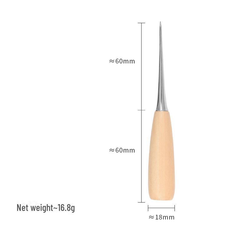 Poinçon en cuir à manche en bois massif fait main avec étui - Outil de couture DIY