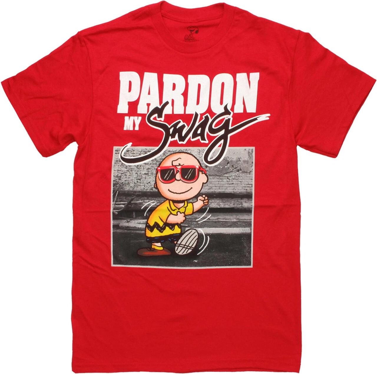 

Peanuts Charlie Brown - Pardon My Swag Funny Red T-Shirt M