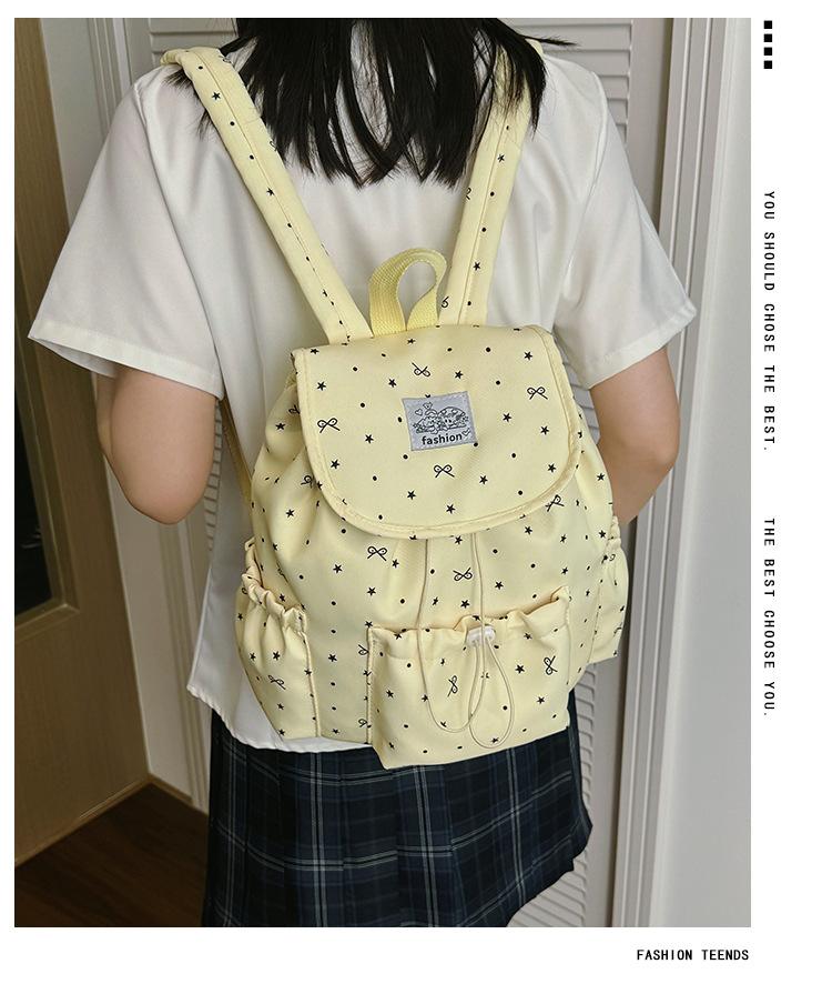 Schultasche Koreanischer gepunkteter Rucksack Mädchen Niedliche Schleife Schüler Schultasche Hoher Wert Kordelzug Süß Reise Kleiner Rucksack