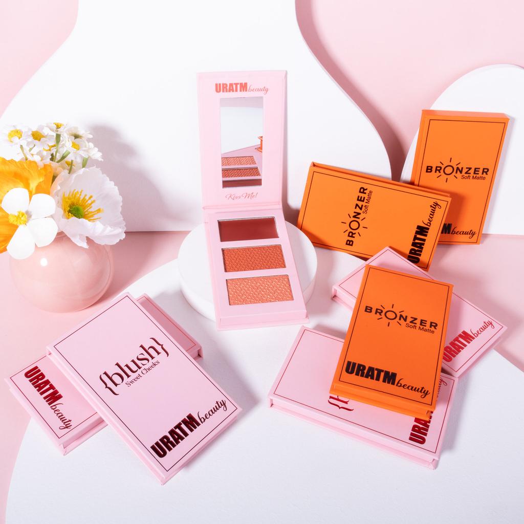 Tre färger Highlighter Rouge Palett Matt Pärlemorskimrande 3D Kontur Palett Framhävande Nässkugga Naturlig Naken Sminkpuder Kaka