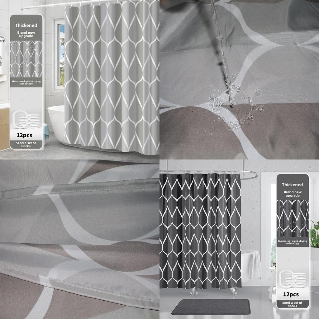 Heavy Duty Waterproof Polyester Bathroom Curtain With Custom Logo Print For Home And Commercial Use