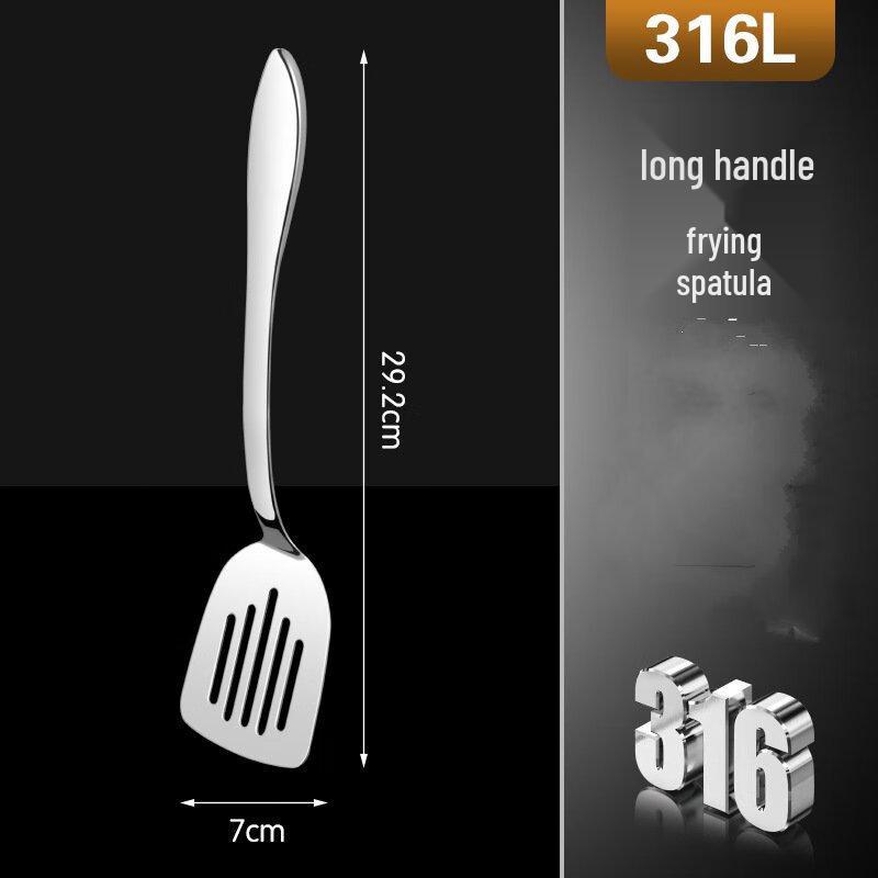 ZISIZ 316L Stainless Steel Long Handle Frying Spatula (2-Pack)