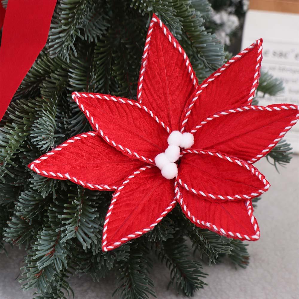 Sequins Flocking Christmas Glitter Flower Christmas Tree Ornaments  Merry Christmas Decorations