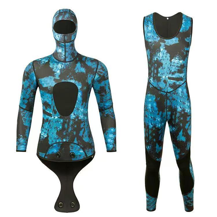 Camouflage Snorkeling & Spearfishing Wetsuit Set - 1.5/3/5MM for Cold Water Protection