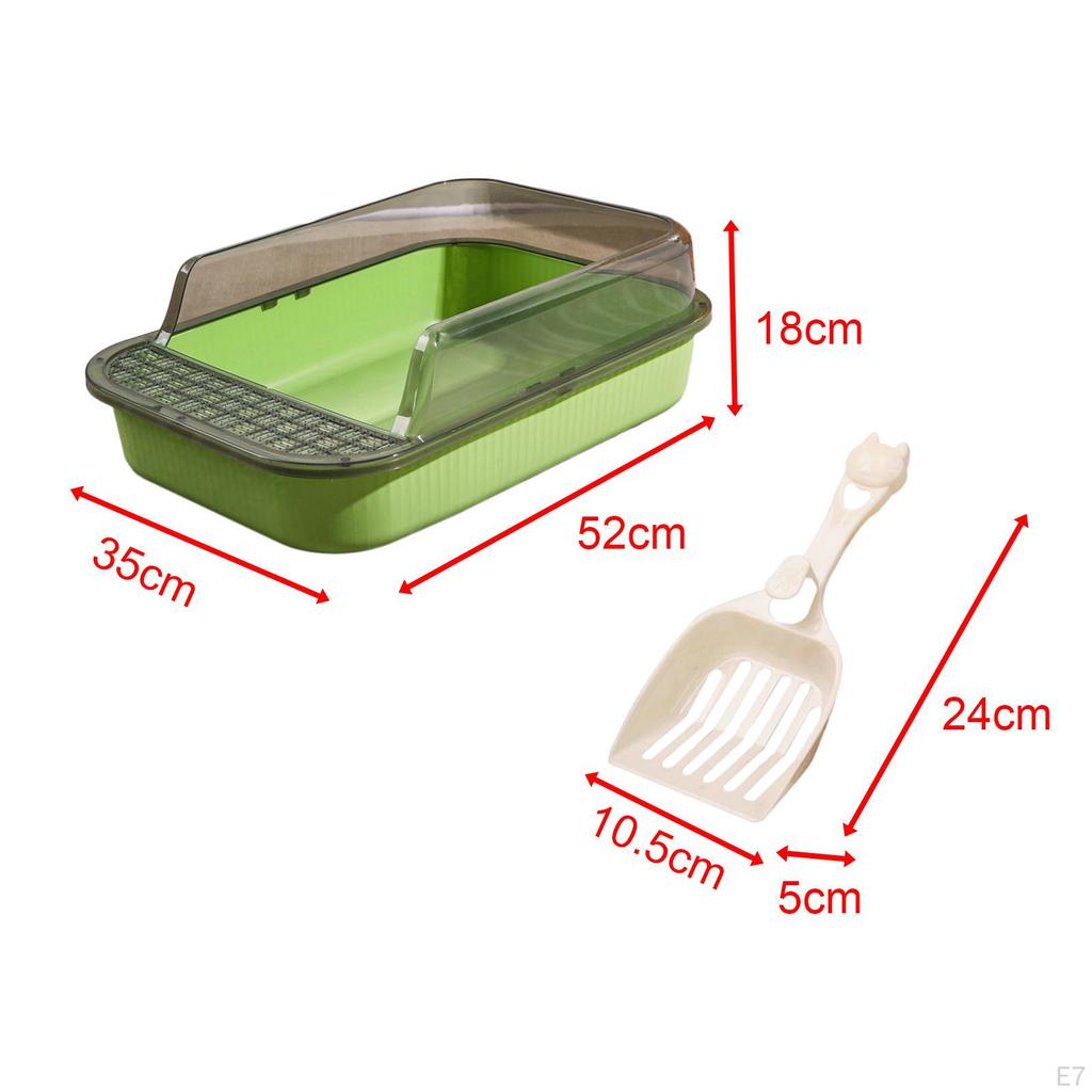 Cat Litter Box Kitten Pan Large Semi Enclosed Sandbox with High Side Durable Open Top Pet