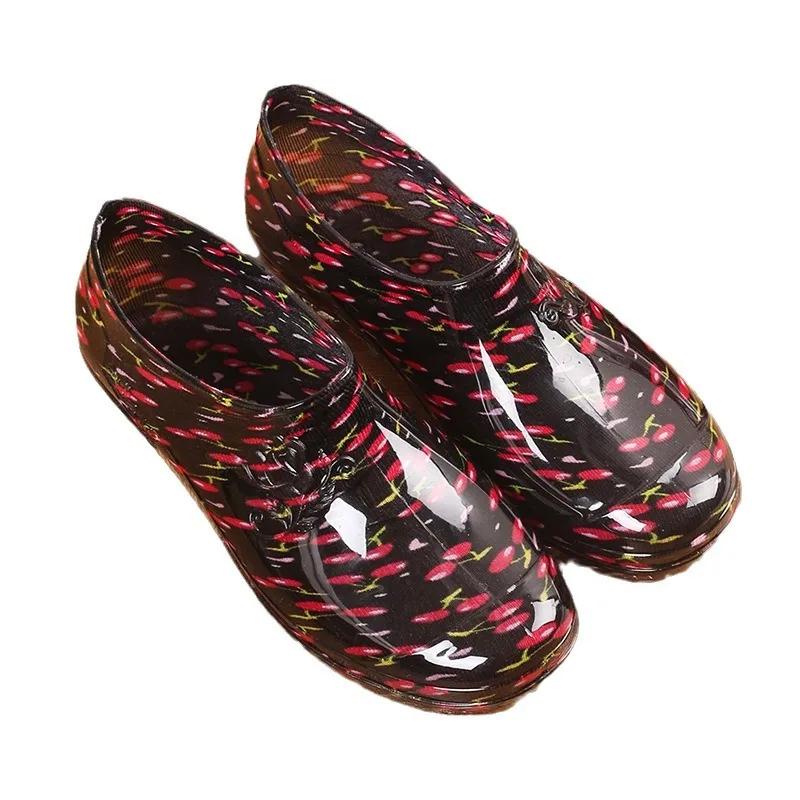 Fashion Low-Top Shallow Waterproof Women's Shoes Kitchen Anti-Slip Reinforced Cotton Fleece Boats Shoes Rain Boots 2025