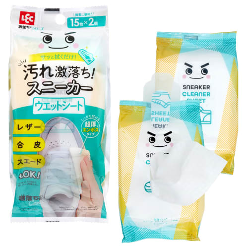 

LEC Gekiochikun Салфетки для чистки кроссовок (15 листов x 2 упаковки) / Подходит для кожи, синтетической кожи и замши / Супер толстый тисненый лист / Рем