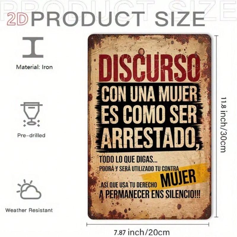 1 pc Retro Metal Wall Art Decor, Vintage Tin Sign for Office Living Room, 8x12 inches