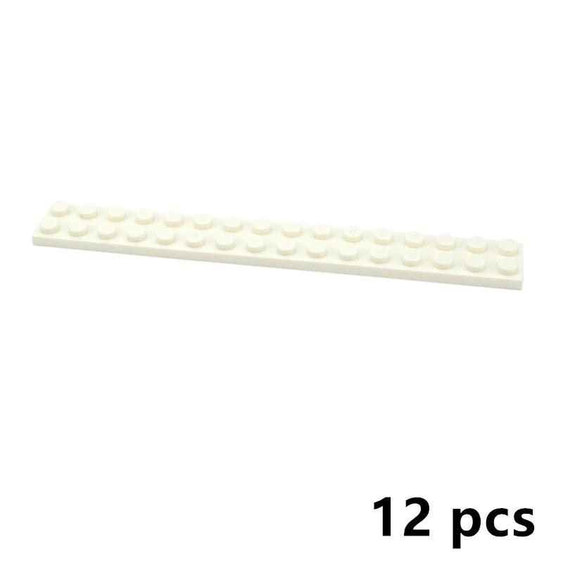 12Pcs MOC Long Thin Plate Building Blocks 4282 2X16 Dots Educational Assmble Construction Compatible With Brand Bricks Kid Toys
