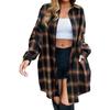 Women's Loose Comfortable Casual Fashion Long Sleeve Plaid Print Mid-Length Blouse Shirt