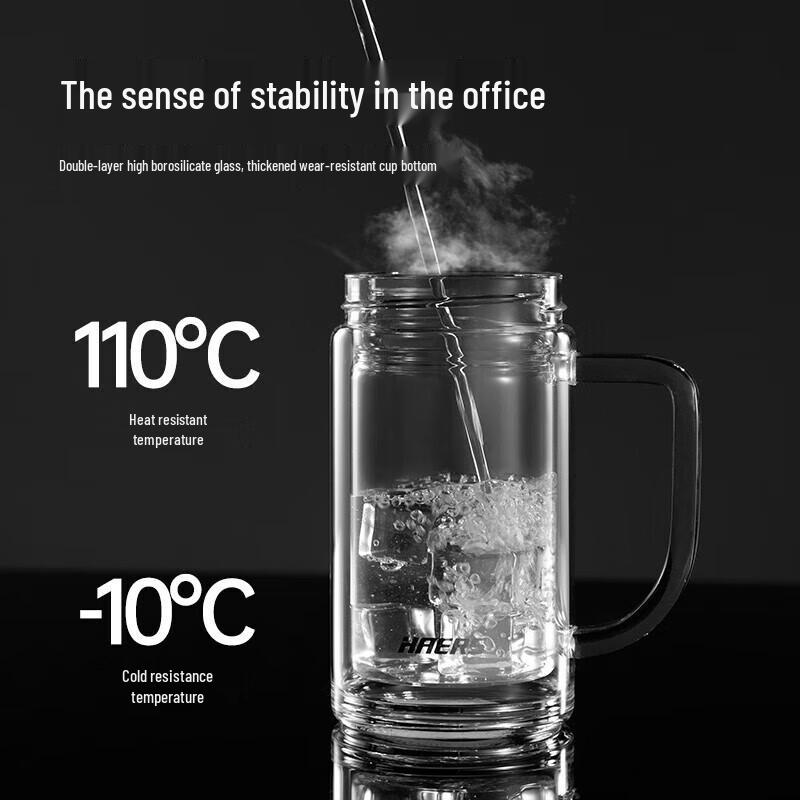HAERS Double-Layer Glass Office Cup