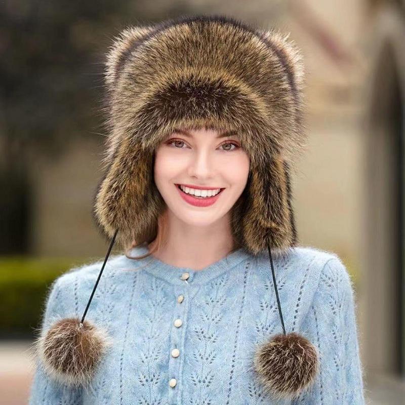 Plush Raccoon Ear Caps Raccoon Hats With Ears And Tail Skin-Friendly Warm And Cozy Hats & Caps For Birthday New Year Anniversary