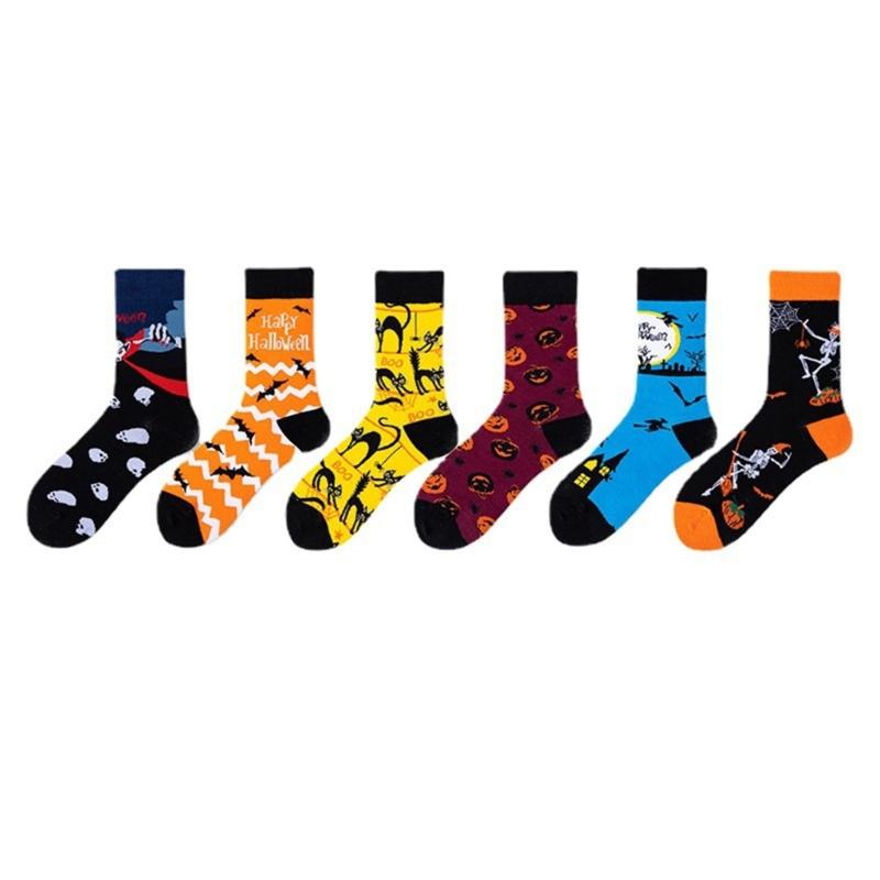 Halloween Socks with Scary Skulls, Vampire Teeth, and Pumpkin Faces Charm Designing Woman Man Autumn Winter Socks