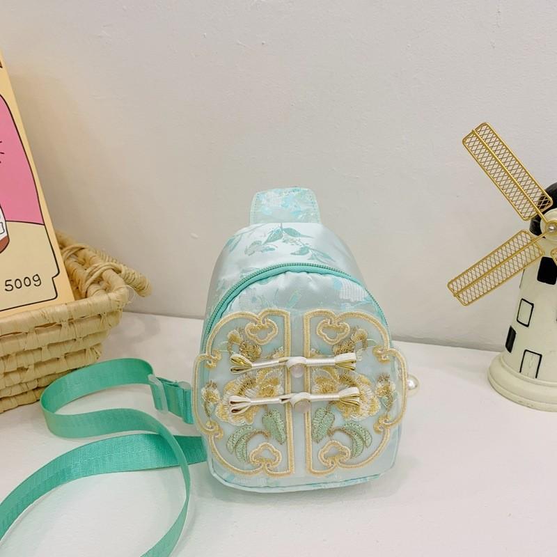 Charming Children's Handbag With Pearl Accents And Bowknot Geometric Patterns