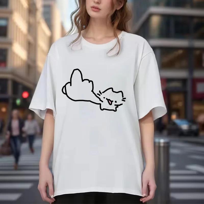 

Quality Simple Womens Pure White Printed Loose Tshirt Short Sleeve Fashion Casual Hot Sales Summer Comfort Outdoors Jogging 4XL