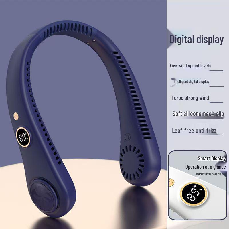 Rechargeable Bladeless Neck Fan - Portable Mini Fan for Sports with Digital Display & Free Shipping