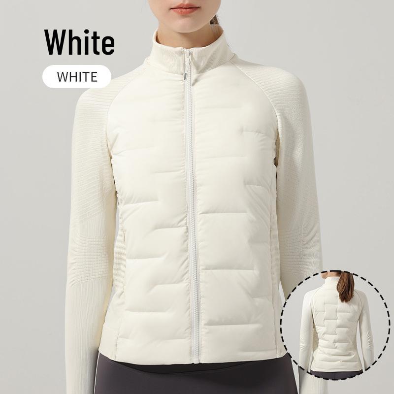 Leichte nahtlose Damen-Laufjacke aus weißer Gänsedaune
