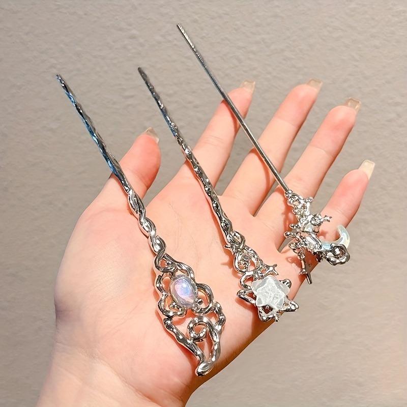 1pc Vintage Moonstone Alloy Hairpin Exquisite Chinese Perfect Gifts for Holiday Parties Daily Wear Hair Sticks Hair Accessories