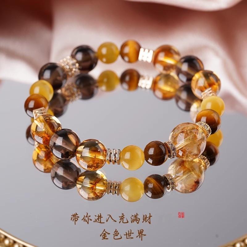 Big Sister's same style Jinba Da comprehensive natural yellow crystal bracelet with tiger eye stone and citrine
