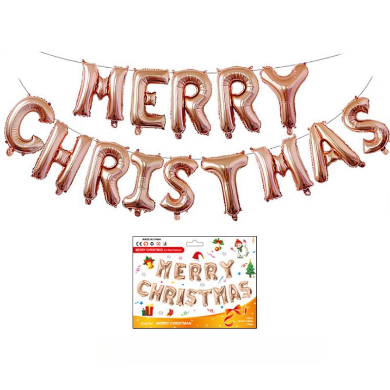 Merry Christmas Balloons Banner Party Decorations