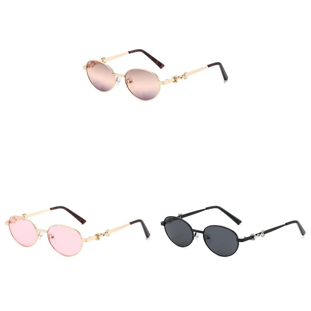 Elliptical Metal Frame Sunglasses For Women Men Uv400 Sun Protection Outdoor Fashion Wear Summer 2026