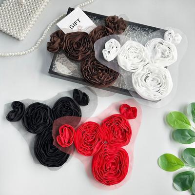 Color Fabric Multi-Layer Pleated Flower Mesh Applique Clothing Dress T-Shirt Luggage Decorative Cloth Sticker Accessories