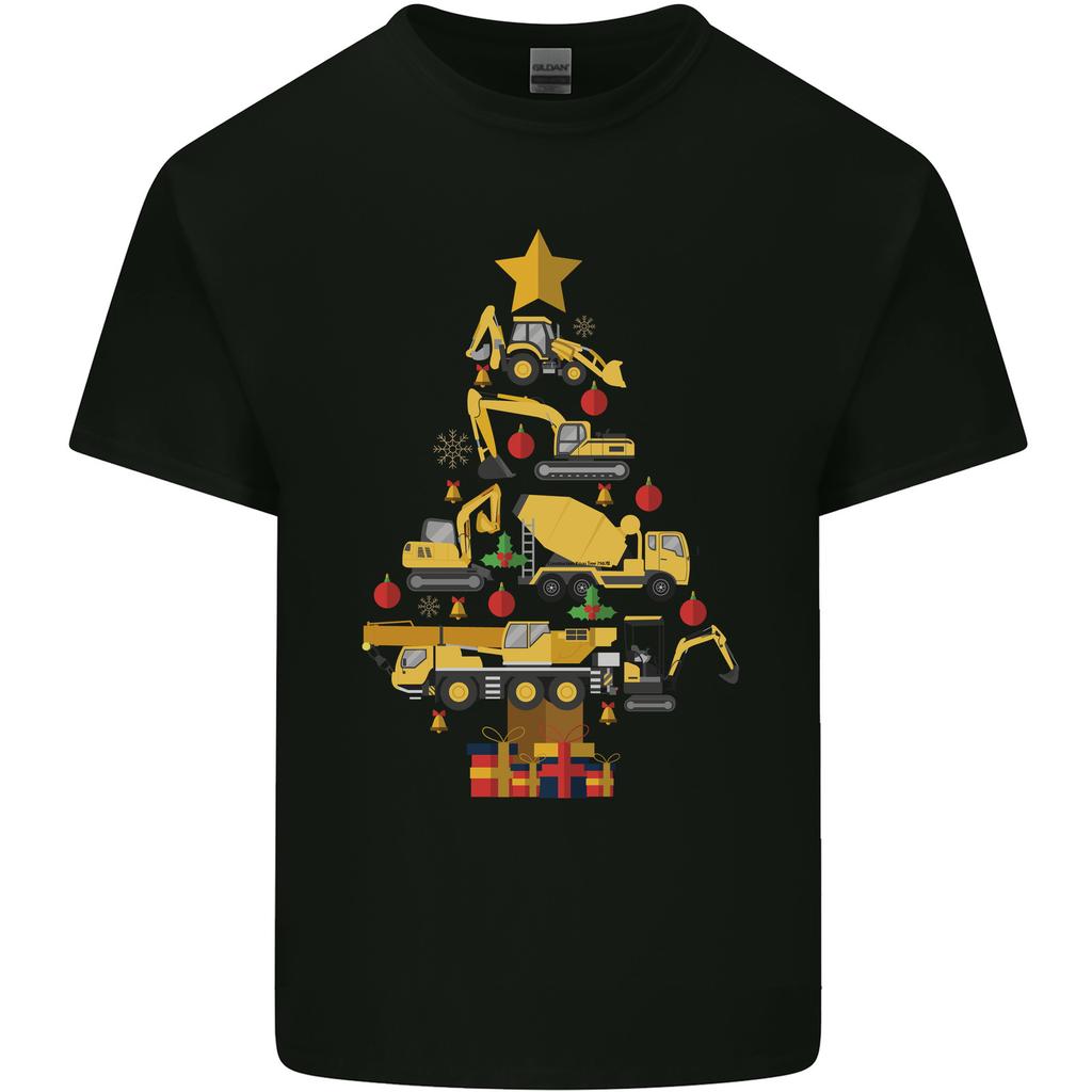 Construction Christmas Tree Digger Lorry Crane Unisexs Light Cotton TShirt