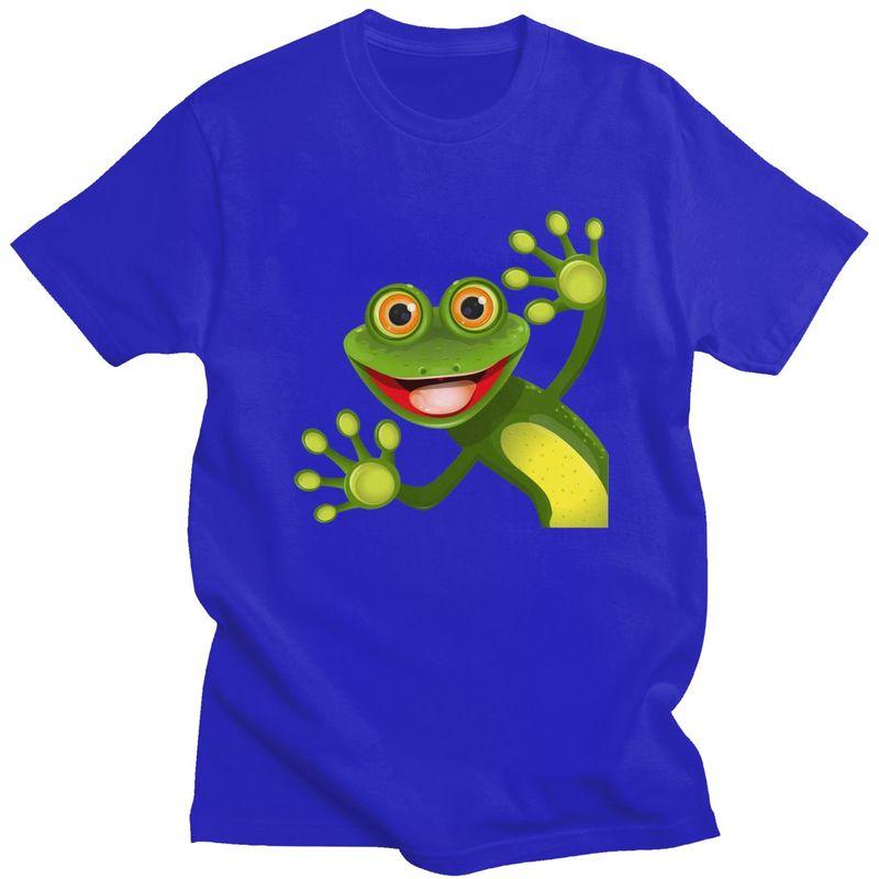 Custom Happy Frog T Shirts for Men Pure Cotton Tees Tshirt Short Sleeve Casual Tshirt Clothing