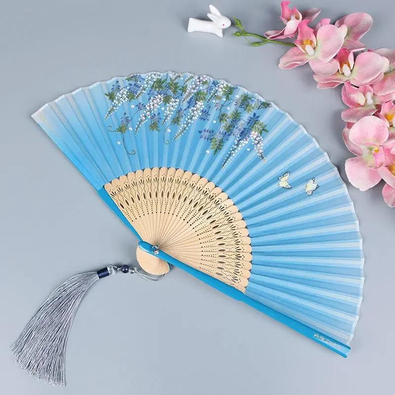 Vintage Chinese Style Portable Folding Fan Party Wedding Dance Hand Fans Summer Bamboo Craft Gift Room Decoration Ornaments New
